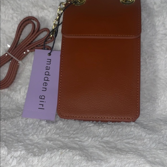 Madden Girl Handbags - Madden Girl Brown Leather Crossbody Bag with Polished Finish